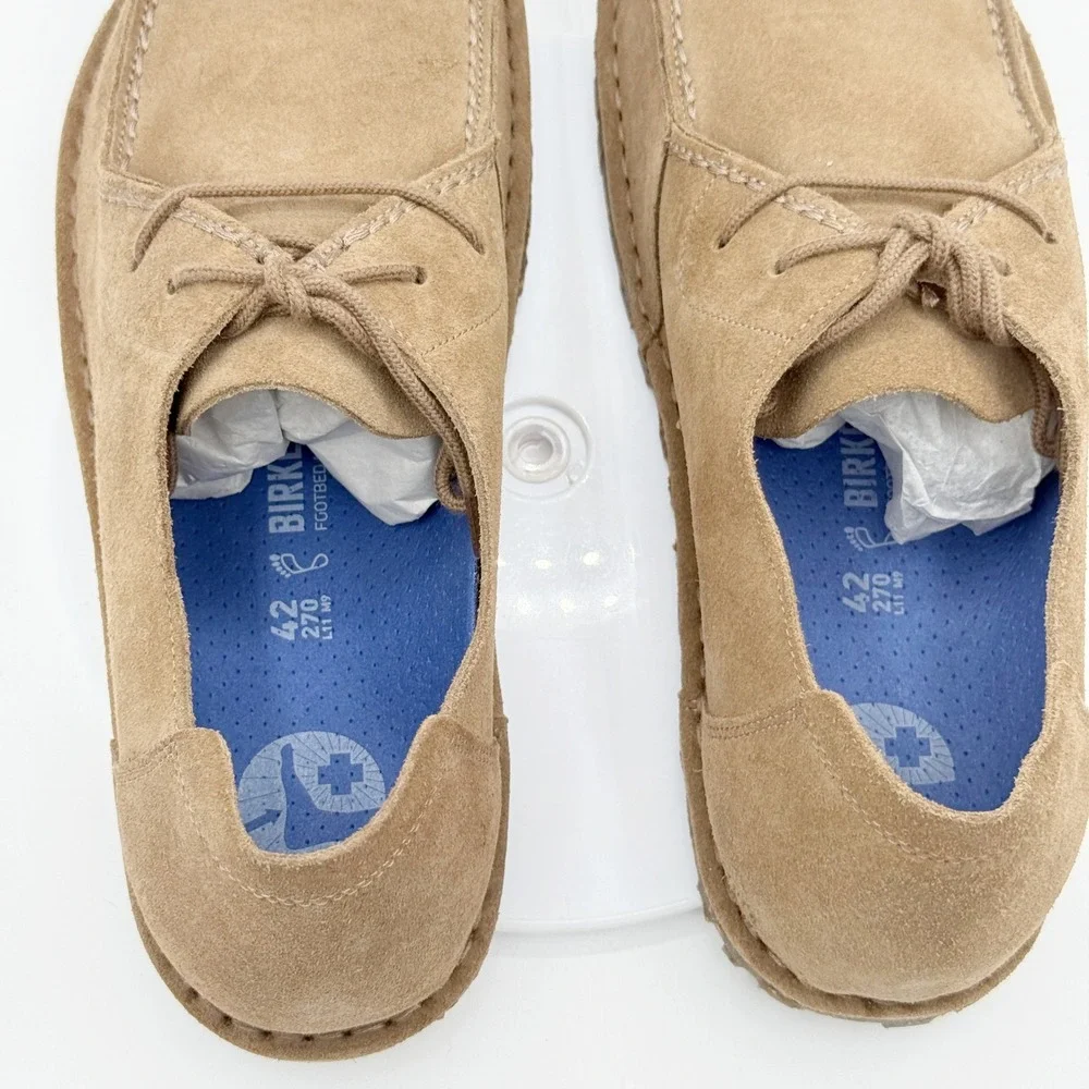 Birkenstock UTTI Lace Up Oxford Size 42 / US 9 Mens Gray Taupe Suede NEW